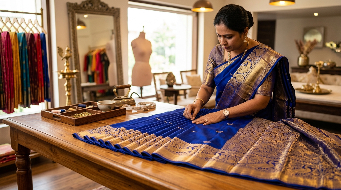 Kayal Pleat Room Saree Pre-Pleating Service Chennai